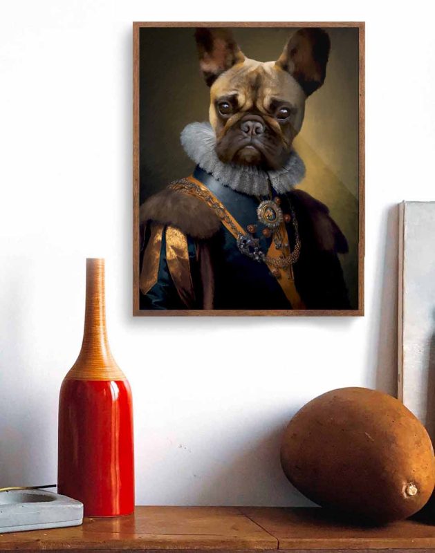 Royal Pet Portrait in Wooden Frame