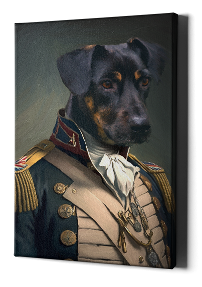 Regal pet portrait - Military Pride style - oil painting canvas
