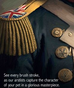 Regal pet portrait - Military Pride style - oil painting close-up